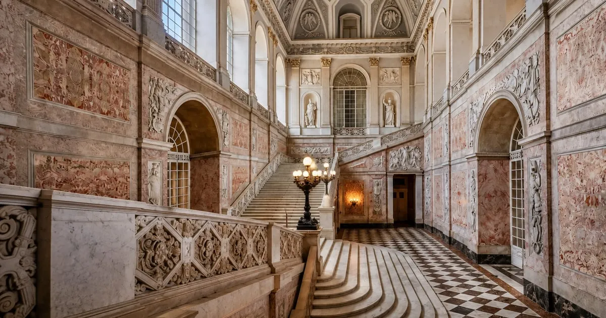 Your entry to the Royal Palace next to the San Carlo, with its court theatre and royal apartments, the San Carlo quarter of Naples, opera houses in Italy